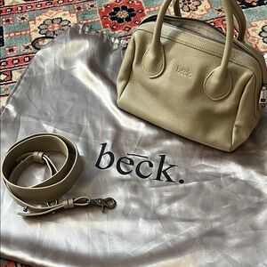 Beck leather crossbody bags. Hayes mushroom